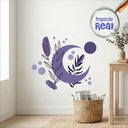Ver imagem 2 de Adesivo Floral Boho Roxo Estilo Nórdico 60x51 Minimalista Mod.05