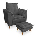 Ver imagem 1 de Kit Poltrona Amamentação Sara + Puff Suede Cinza Dal Poz Estofados