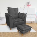 Ver imagem 4 de Kit Poltrona Amamentação Sara + Puff Suede Cinza Dal Poz Estofados