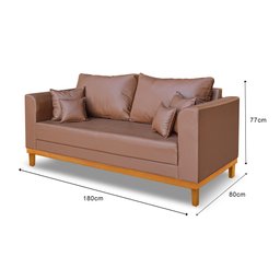 Sofa 3 Lugares Benny Corino Terracota Madeira Deccor - 2