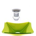 Ver imagem 1 de CUBA DE VIDRO RETANGULAR CHANFRADA 37CM VERDE OLIVA + VÁLVULA CLICK