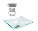 Ver imagem 1 de CUBA DE VIDRO RETANGULAR CHANFRADA 37CM JATEADA + VÁLVULA CLICK