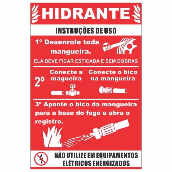 Rótulo Instruções De Uso Para Hidrantes -Pacote Contém 10 Adesivos - 1
