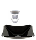 Ver imagem 1 de CUBA DE VIDRO RETANGULAR CHANFRADA 37CM PRETO + VÁLVULA CLICK