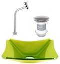 Ver imagem 1 de CUBA DE VIDRO RETANGULAR CHANFRADA 37CM VERDE OLIVA + VÁLVULA CLICK + TORNEIRA