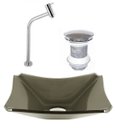 Ver imagem 1 de CUBA DE VIDRO RETANGULAR CHANFRADA 37CM OURO ENVELHECIDO + VÁLVULA CLICK + TORNEIRA