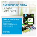 Ver imagem 2 de Cartucho HP 667XL Tinta Original Preto Alto Rendimento DeskJet 1275 2374 2375 2376