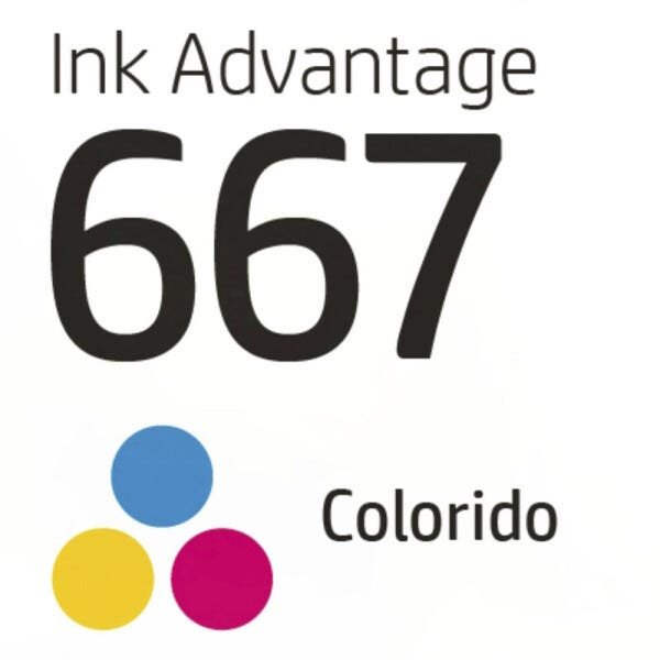 Cartucho de Tinta HP Colorido 667 100 Páginas - 4
