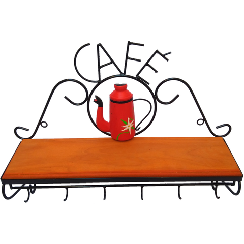 Prateleira porta café de parede decoração rústica para cozinhas, áreas gourmet, comércios com espaço