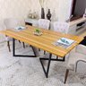 Mesa de Jantar em Madeira Nobre Ripada Base de Ferro V Sala de Jantar Gourmet - 2,00 X100cm - 4