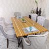 Mesa de Jantar em Madeira Nobre Ripada Base de Ferro V Sala de Jantar Gourmet - 2,00 X100cm - 1