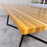 Mesa de Jantar em Madeira Nobre Ripada Base de Ferro V Sala de Jantar Gourmet - 2,00 X100cm - 3