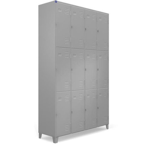 Armário Roupeiro Locker De Aço 12 Portas Vestiário Cinza