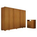 Ver imagem 1 de Guarda Roupa Casal Ares 6 Portas Cinamomo com Cômoda Diamante 4 Gavetas 1 Porta Cinamomo – Leifer