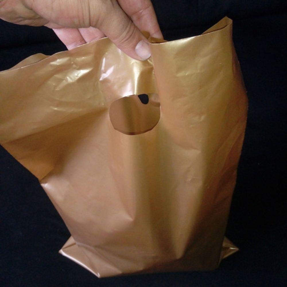 Sacolas Plastica 20x30 Alça Boca de Palhaço 100 Un. Ouro - 4