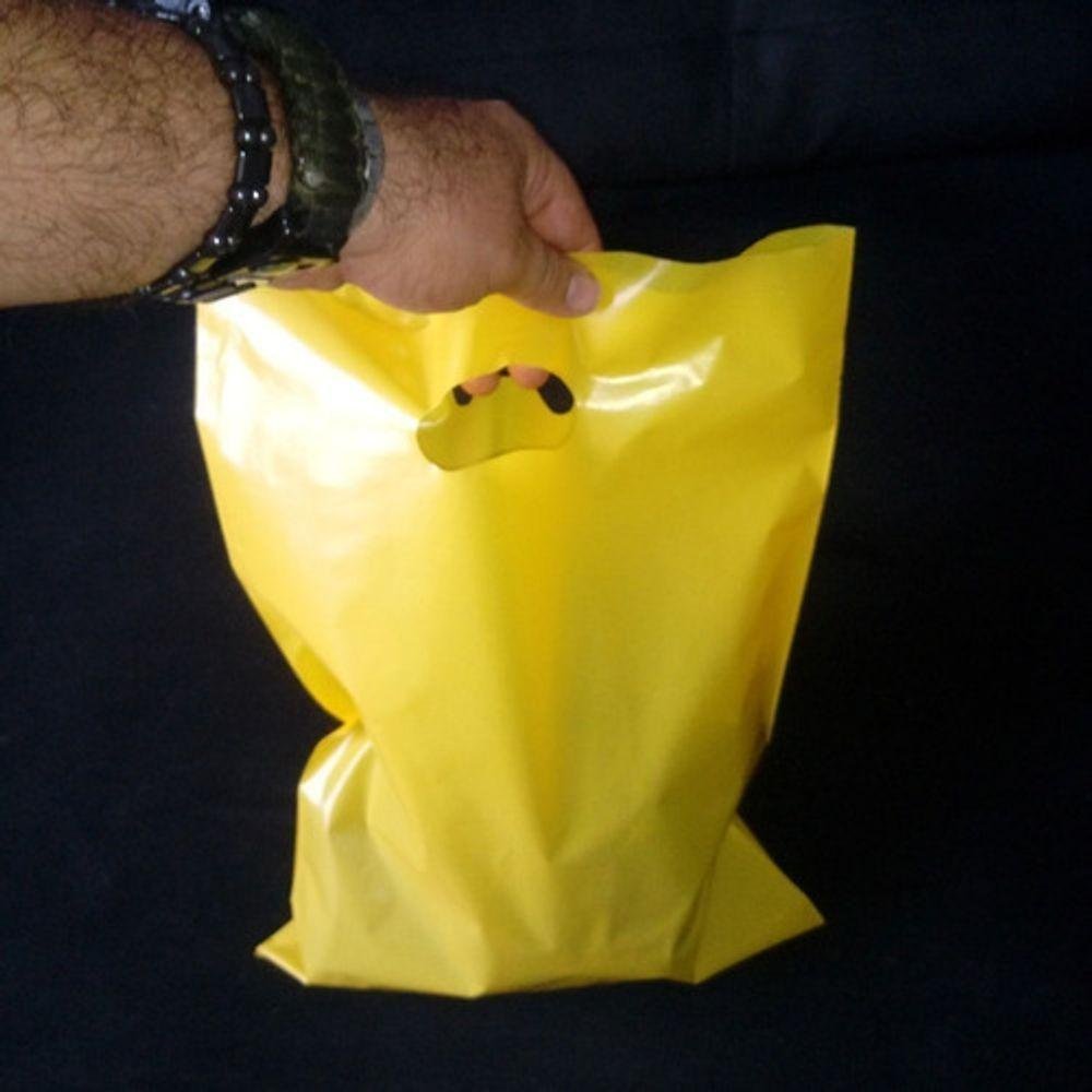 Sacolas Plastica 20x30 Alça Boca de Palhaço 100 Un. Ouro - 17