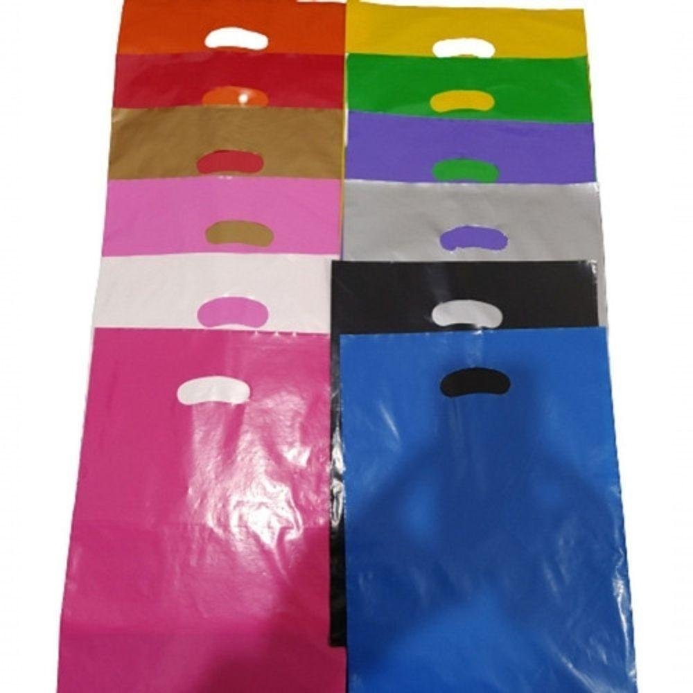 Sacolas Plastica 20x30 Alça Boca de Palhaço 100 Un. Ouro - 1