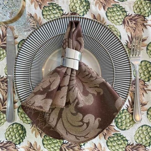 Kit 30 Guardanapo em Jacquard Marrom e Bege 40x40cm - Atacado