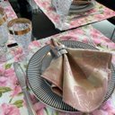 Ver imagem 2 de Kit 30 Guardanapo em Jacquard Rosa e Dourado 40x40cm - Atacado