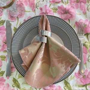 Kit 30 Guardanapo em Jacquard Rosa e Dourado 40x40cm - Atacado