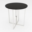 Ver imagem 1 de Mesa Redonda Industrial 80cm Branca Tampo Madeira Preto