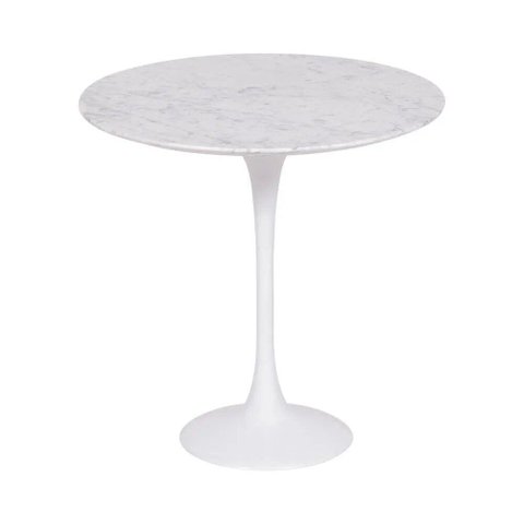 Mesa Saarinen Lateral Carrara 42cm - Base Branca