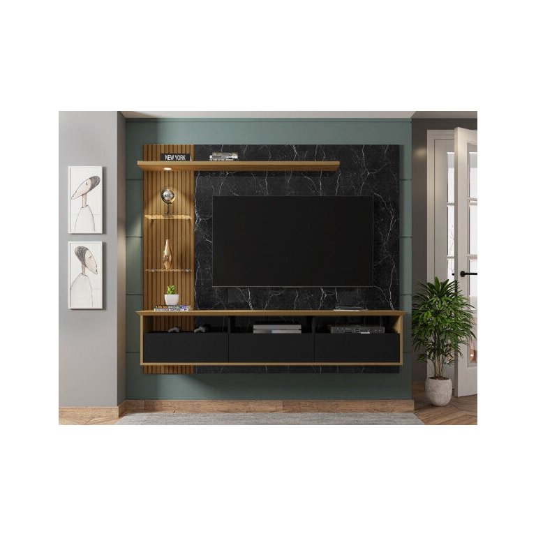 Painel Trend para TV até 60 Polegadas Preto Fosco/Cinamomo/Nero