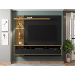 Painel trend para tv até 60 preto/cinamomo/ripado - 1