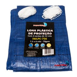 Lona Plástica Impermeável 70Gsm 7,5 x 6 com 2 Cordas 12 Metros Iwlpc756 Importway - 1