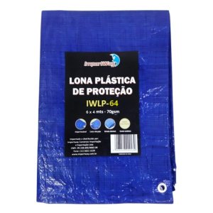 Lona Plástica Impermeável 70gsm 6 x 4 Metros Azul IWLP64 Importway