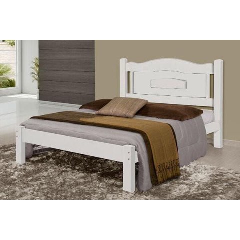 Cama de Casal Paris de Madeira Maciça Tauari - Cor Branco