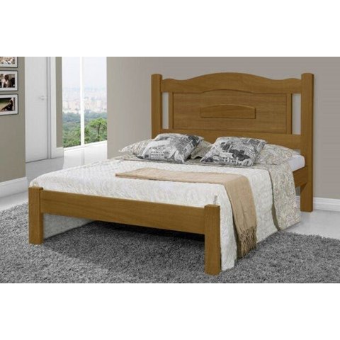 Cama de Casal Paris de Madeira Maciça Tauari - Cor Imbuia