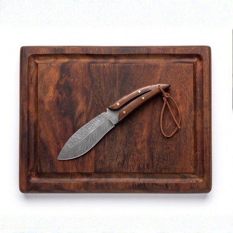 Kit Churrasco Tábua Madeira Maciça Faca 4"