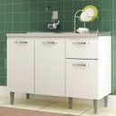 Ver imagem 1 de Balcão Pia 3 Portas 1 Gaveta Novo Tempo Light 120Cm Branco