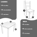 Ver imagem 2 de Jogo Mesa Jantar com 4 Cadeiras Madeira Vintage Chocolate Cozinha Clássico Retrô Compacta Reforçada