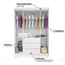 Ver imagem 3 de Guarda Roupa Infantil Ane com 4 Portas - Branco