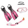 Kit de Mergulho Máscara Koy Midi + Snorkel + Nadadeira kids Infantil - Rosa - 32/37 - 2