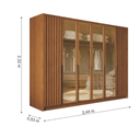Ver imagem 3 de Guarda Roupa Casal Nature Ripado com Vidro Reflecta LED 6 Portas em MDF Milão Bianchi