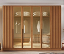 Ver imagem 1 de Guarda Roupa Casal Nature Ripado com Vidro Reflecta LED 6 Portas em MDF Milão Bianchi