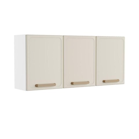 Armário Aéreo Cozinha Aço 120 Cm 3 Portas Essência Bertolini - Areia/branco