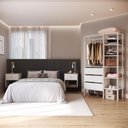 Ver imagem 1 de Kit Guarda-roupa Closet com 3 Gavetas e 2 Mesas de Cabeceira Cor:branco com Mel