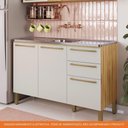 Ver imagem 2 de Balcão de Cozinha com 3 Portas 2 Gavetas sem Tampo 100% Mdf Napoli Prime Rio Doce Amendoa-off White