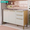 Ver imagem 5 de Balcão de Cozinha com 3 Portas 2 Gavetas sem Tampo 100% Mdf Napoli Prime Rio Doce Amendoa-off White