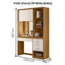 Ver imagem 2 de Penteadeira Camarim com Espelho e Led Lume 2 Gavetas 207 Cm Freijo Off White Moval
