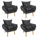 Ver imagem 1 de Kit 4 Poltronas Decorativa Opala Pés Palito Veludo Cinza Grafite Chamby Móveis