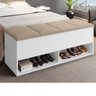 Calçadeira Bau com Nicho Marry Branco Bege para Cama de 140cm - 1