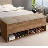 Calçadeira Bau com Nicho Marry Marrom Bege para Cama de 140cm - 1