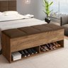 Calçadeira Bau com Nicho Marry Marrom Marrom para Cama de 140cm - 1