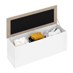 Calçadeira Bau Megh Branco Bege para Cama de 140cm - 2