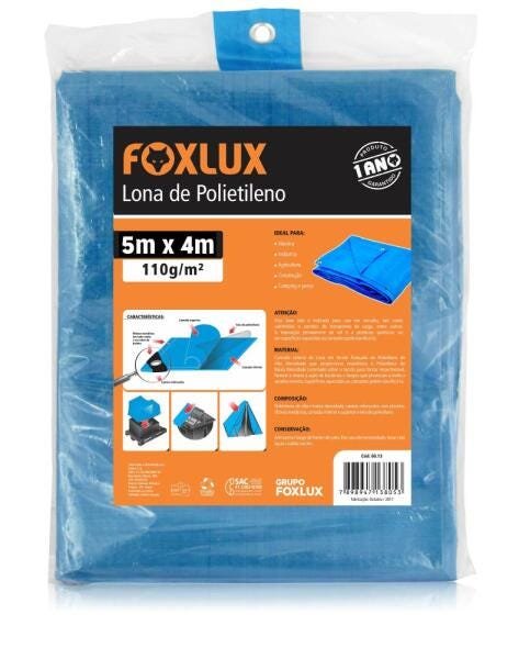 Lona de Polietileno Impermeável – Azul – 5M x 4M – Foxlux - 3